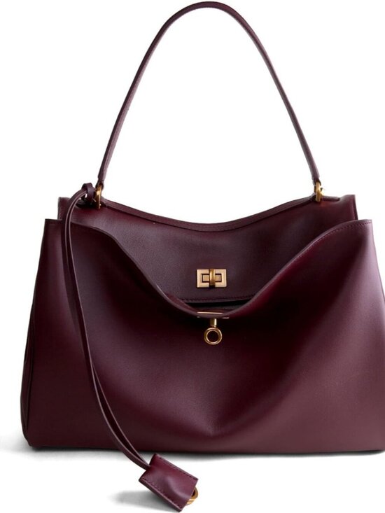 Handbags - Women's Leather-Burgundy  Soft Cowhide Shoulder Satchel Purse Stylish Hand bags